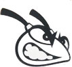 Example of a simplified black and white hornet head