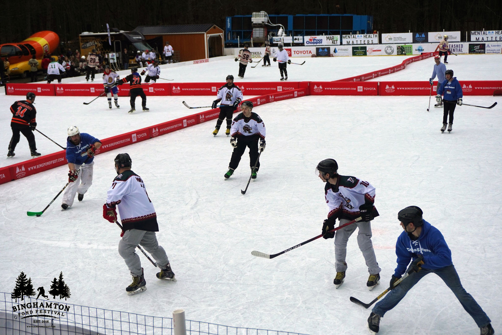 Hockey players at Binghamton Pond Festival.