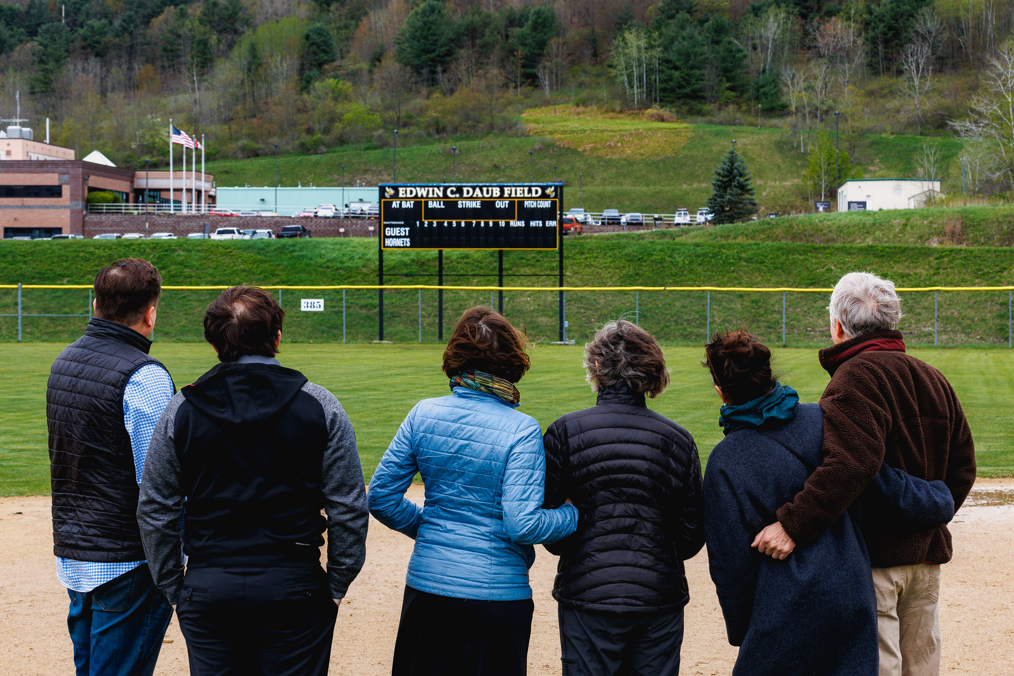 Daub family views the new scoreboard