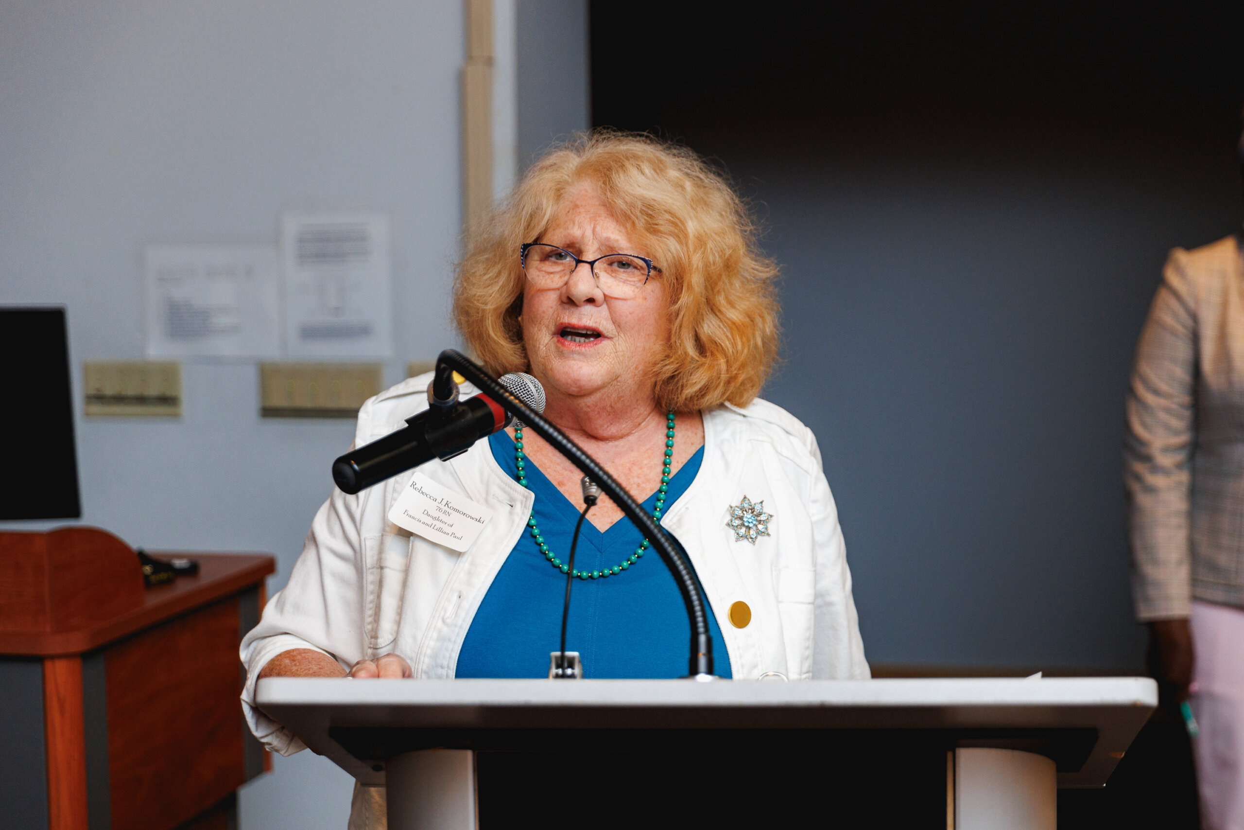 Rebecca Komorowski speaks at the 2024 Frank G. Paul Reception