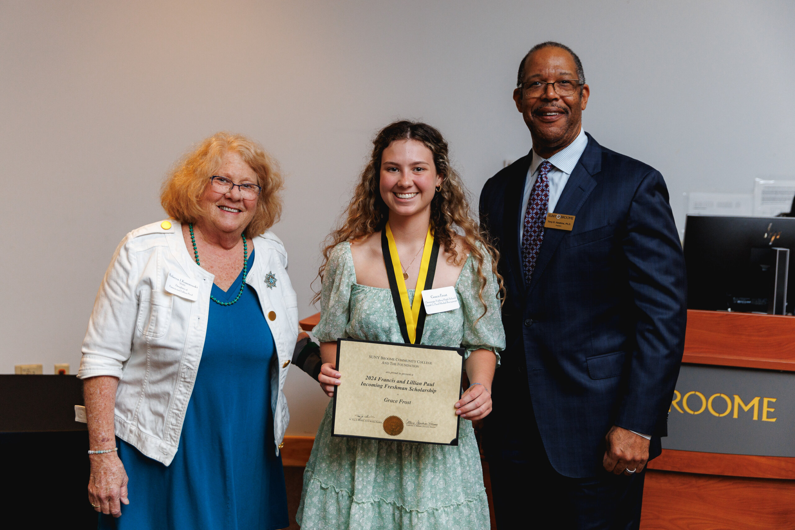 Grace Frost receives her Frank G. Paul scholarship