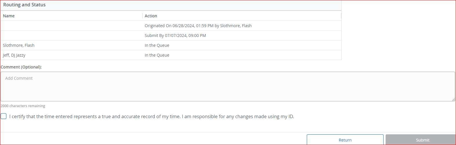 web time entry hourly timesheet submission submit for approval