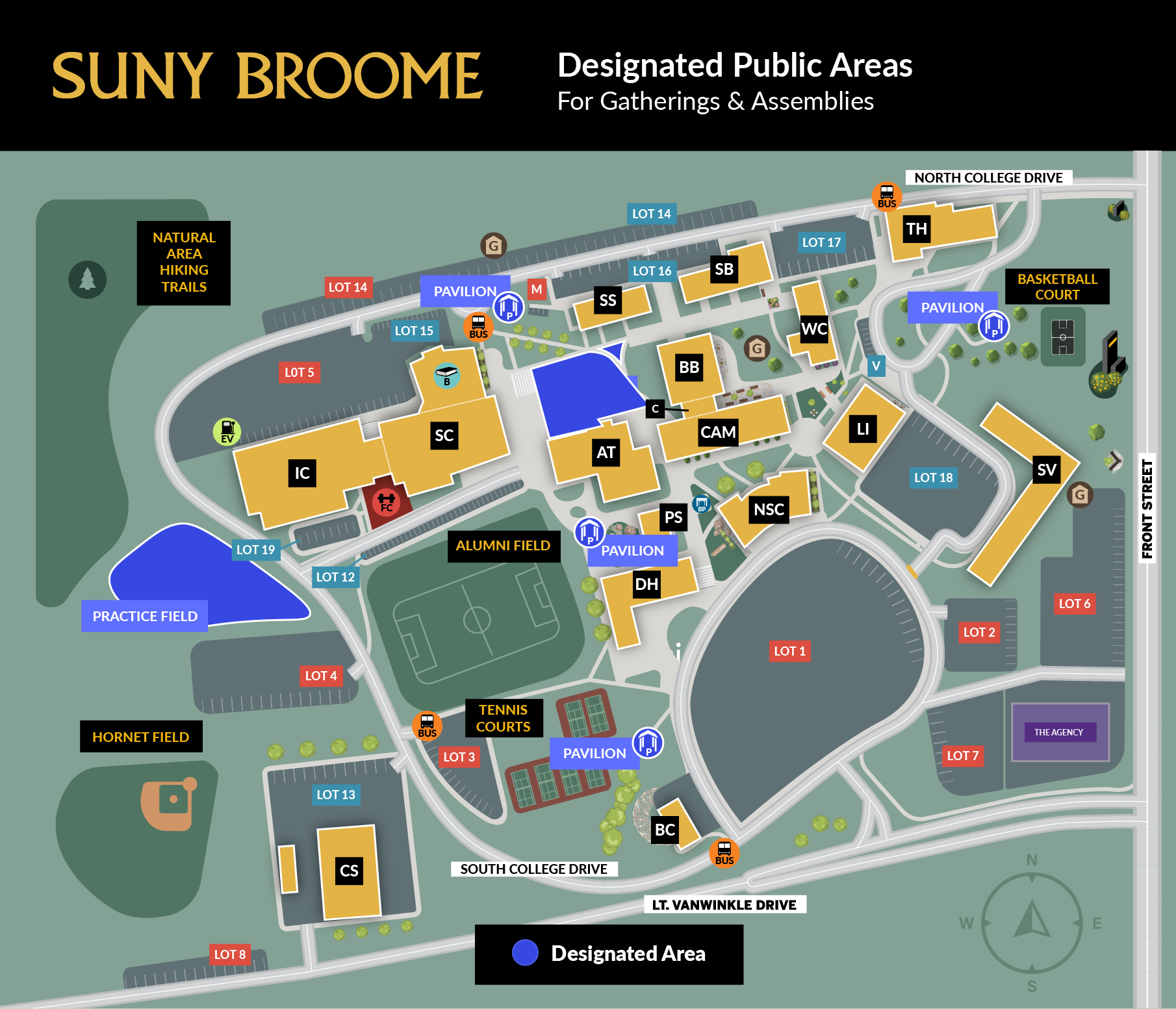 gathering and assemblies designated public areas