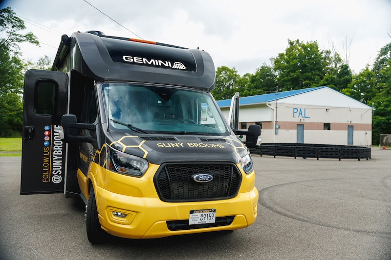 mobile enrollment vehicle on campus