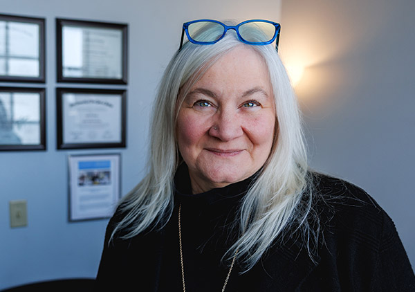Kelly Devine at her office in The Center for Addiction and Trauma Recovery, Endicott Branch